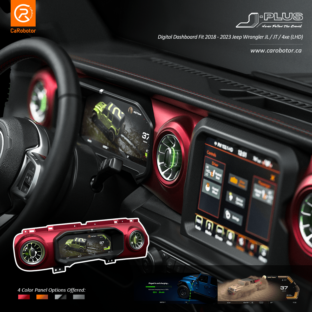 J-Plus Digital Dashboard Fit Jeep Wrangler JL / 4xe / 392 / Gladiator JT (2018-2023)