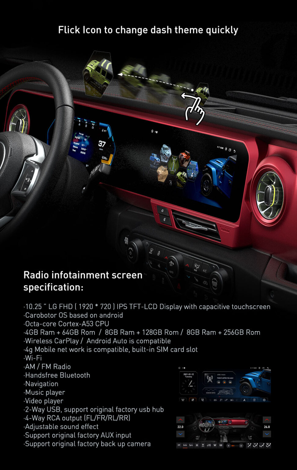J-Max Pro Carobotor Digital Cluster All-In-One For Jeep wrangler JL ...